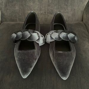 New ASOS Design Plaited Blue Velvet Ballet Flats